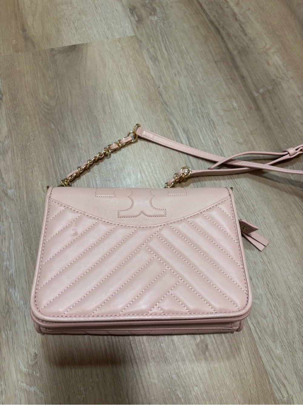 Tory Burch Fleming Convertible Shoulder Bag Light Pink Authentic Leather